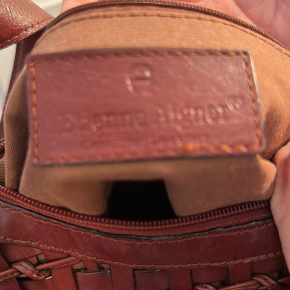Vintage Leather Etienne Aigner Purse, Basketweave Pattern - Picture 7 of 10